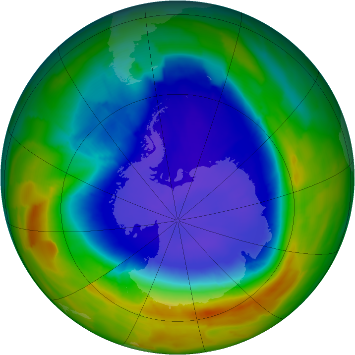 Antarctic ozone map for 23 September 2012